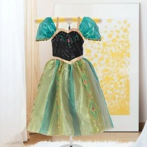 Size 5-6 Disney Store Frozen Deluxe Coronation Princess Anna Green Costume Dress